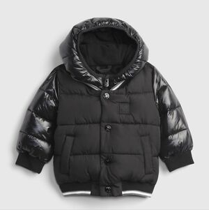 Baby Gap Black Puffer Varsity Style Jacket - size 6-9  mts - like new